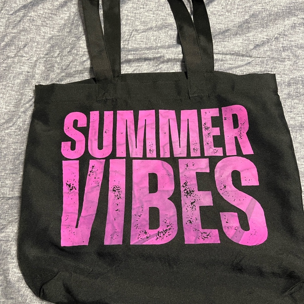 Black Tote Bag with Pink 'Summer Vibes' Print